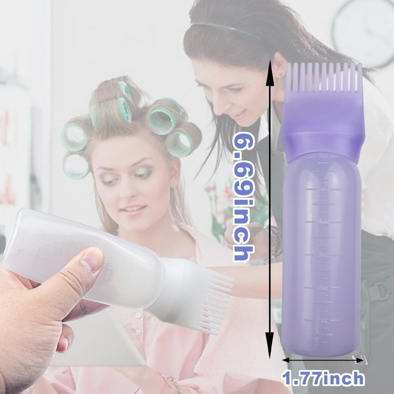 ELANE 4 Pack Root Comb Applicator Bottle,Oil Comb Applicator for Hair Dye Shampoos Hair Salons (2 purple + 2 white) - Image 2